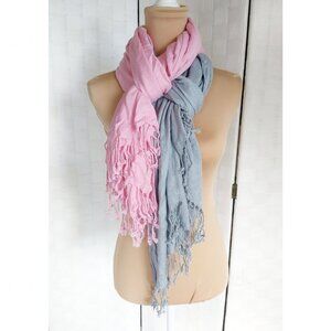 Apt 9 Fringed Scarves Pink Grey Shawls Wraps Barbiecore Coastal Grandma Classic